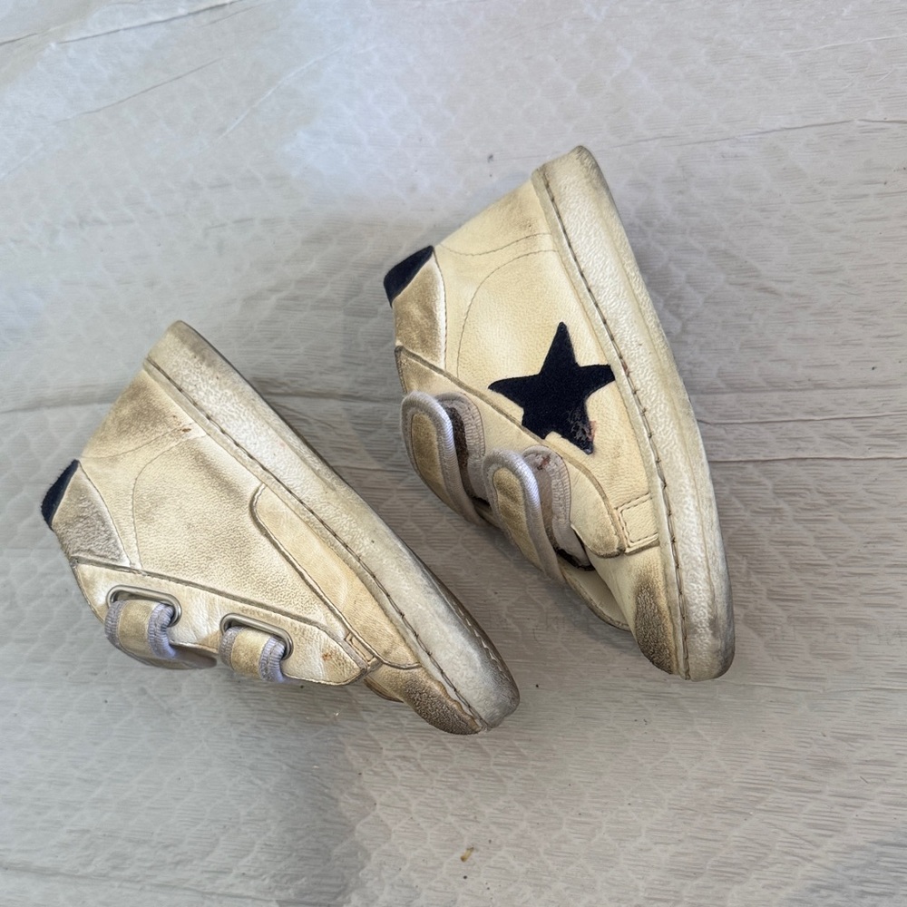 Golden Goose Kids Cream and Navy Sneakers